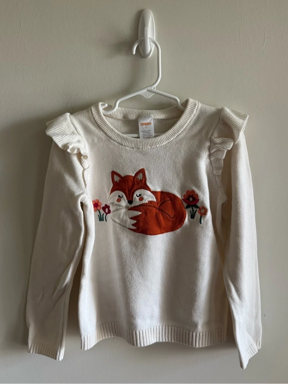 Girls Embroidered Fox Sweater